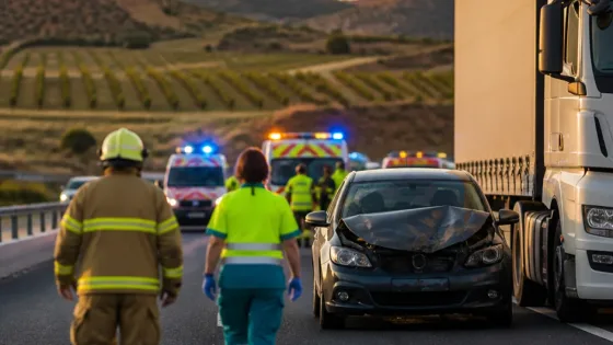 Un hombre de 87 años, muy grave tras chocar su turismo con un camión en la A-33