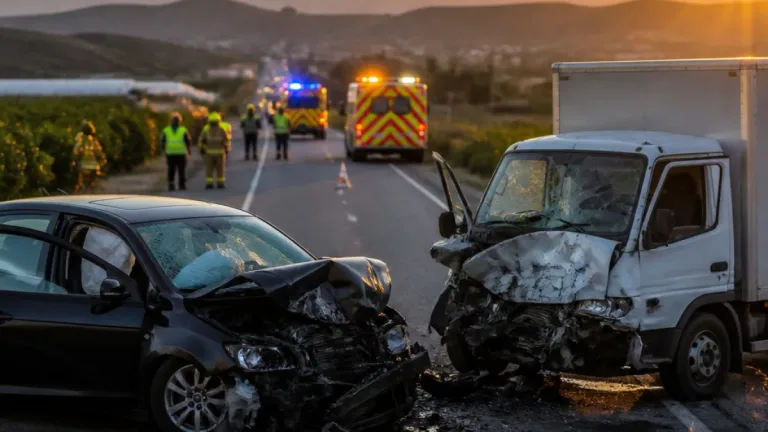 Fallece un hombre tras una colisión frontal entre un camión y un turismo en la N-344